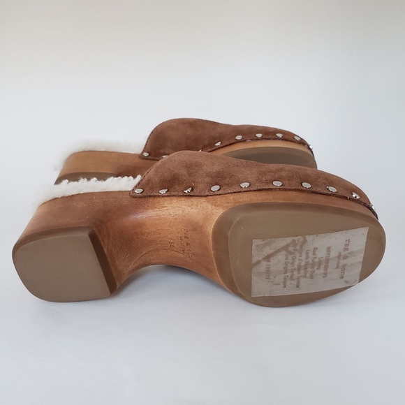 rag & bone New York suede clogs brown with white lining NWOB size 36 - Picture 3 of 9